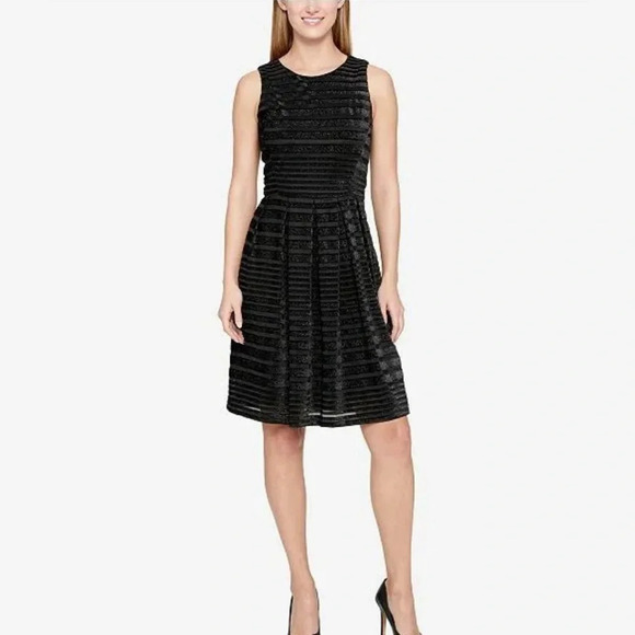 Tommy Hilfiger Dresses & Skirts - Tommy Hilfiger velvet shadow stripe fit & flare dress size 8
